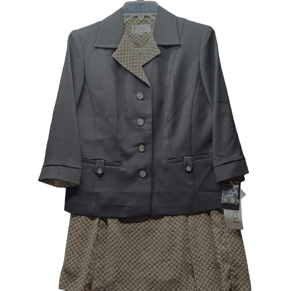 Studio 1 Womens Two Piece Set Multi-Color Size 6P 100% Polyester Skirt Jacket